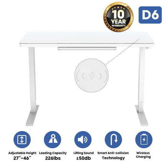 Electric Standing Desk with Ultra-White Glass Touch Screen-D6